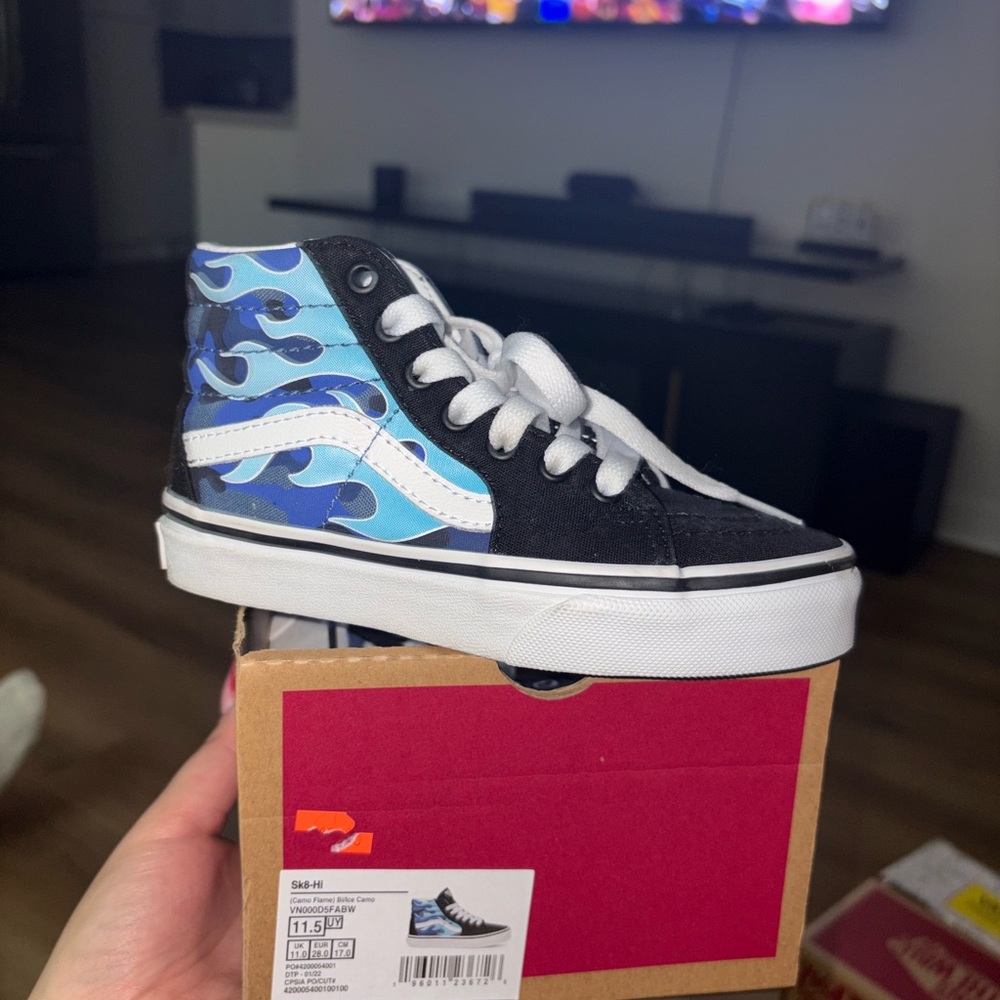 BrandNEW Vans Black and Blue High-Top Sneakers with Iridescent Design